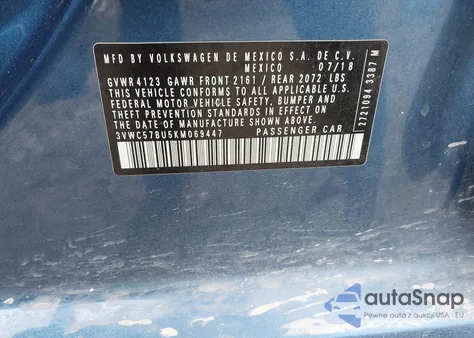 2019 Volkswagen Jetta 1.4T R-Line/1.4T S/1.4T Se из США, поврежденный, VIN 3VWC57BU5KM069447